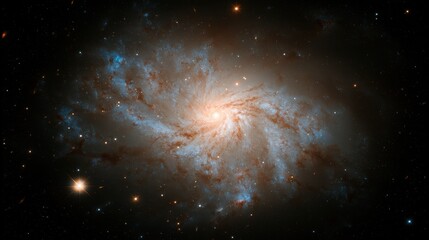 Fototapeta premium A spiral galaxy with a bright core and swirling arms.