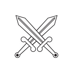 Two swords vector line icon design template