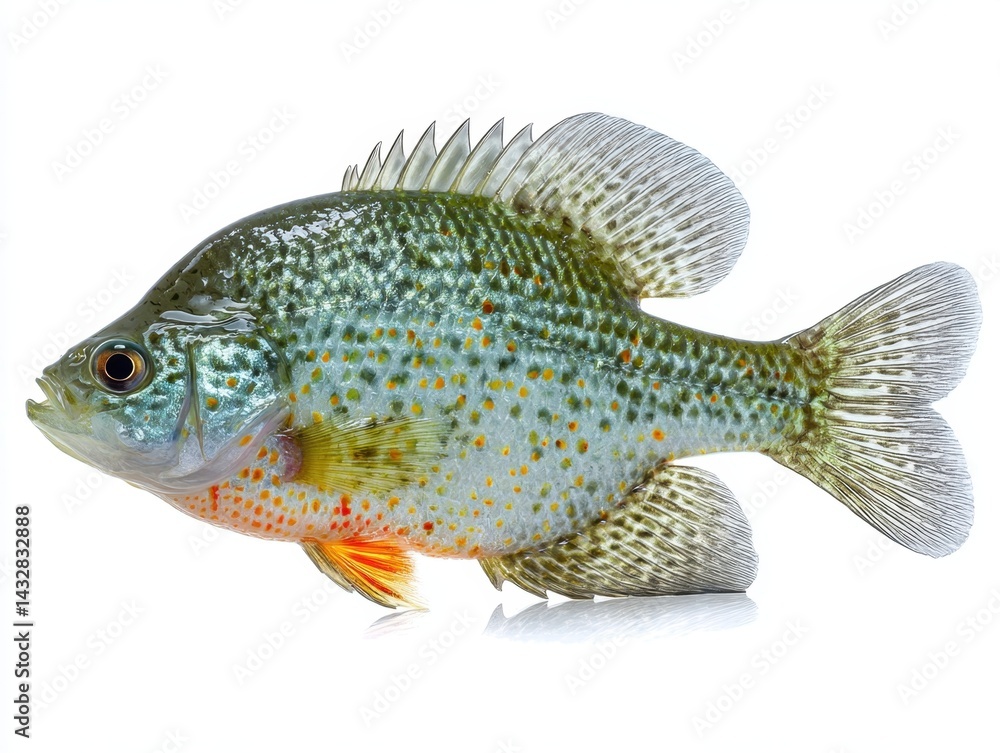 Poster captivating close up of a crappie fish showcasing its vibrant colors intricate patterns and delicate