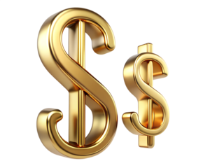 3d golden dollar symbol