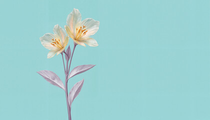 Obraz premium Yellow lilies blooming against a teal background 