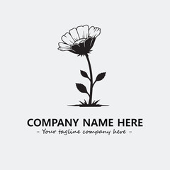 Flower illustration black and white for logo company vector image

