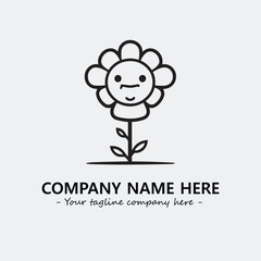 Flower illustration black and white for logo company vector image
