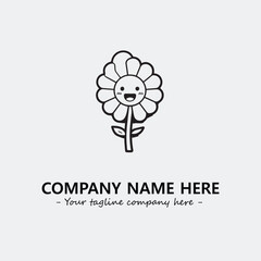 Flower illustration black and white for logo company vector image
