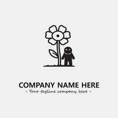 Flower illustration black and white for logo company vector image

