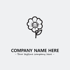 Flower illustration black and white for logo company vector image
