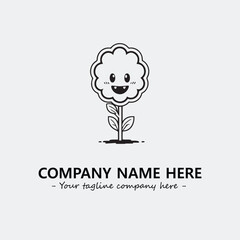 Flower illustration black and white for logo company vector image
