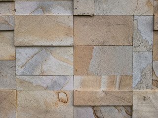 Rectangular natural rock wall tile texture for 3D rendering material and background.