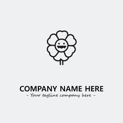 Flower illustration black and white for logo company vector image
