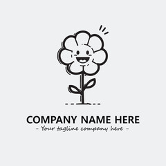 Flower illustration black and white for logo company vector image
