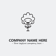 Flower illustration black and white for logo company vector image
