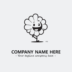 Flower illustration black and white for logo company vector image
