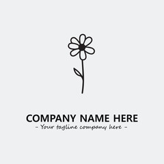 Flower illustration black and white for logo company vector image
