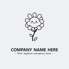 Flower illustration black and white for logo company vector image
