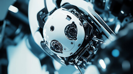 A robotic arm in a futuristic AI driven electronics factory, assembling parts for AI-powered home robots, Home-tech style