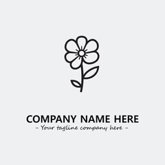 Flower illustration black and white for logo company vector image
