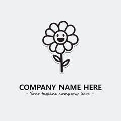 Flower illustration black and white for logo company vector image
