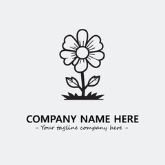 Flower illustration black and white for logo company vector image
