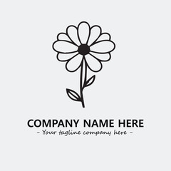 Flower illustration black and white for logo company vector image
