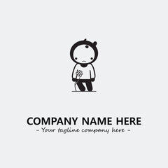 Flower illustration black and white for logo company vector image
