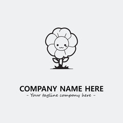 Flower illustration black and white for logo company vector image
