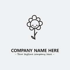 Flower illustration black and white for logo company vector image
