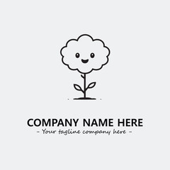 Flower illustration black and white for logo company vector image
