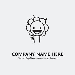 Flower illustration black and white for logo company vector image
