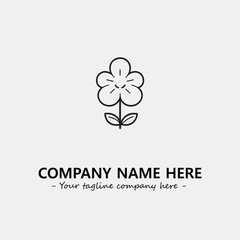 Flower illustration black and white for logo company vector image
