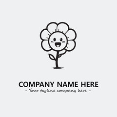 Flower illustration black and white for logo company vector image

