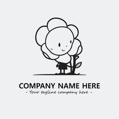 Flower illustration black and white for logo company vector image

