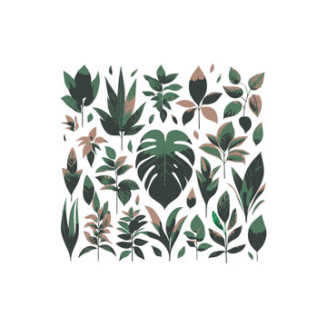 green leaves collection on white background clip art preview