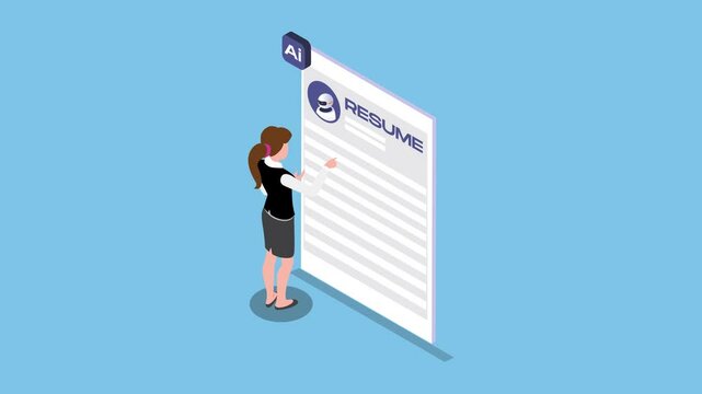 AI Resume Analysis 3d animation cartoon