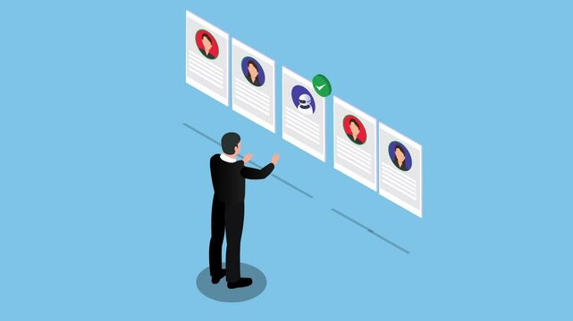AI Candidate Selection 3d animation cartoon