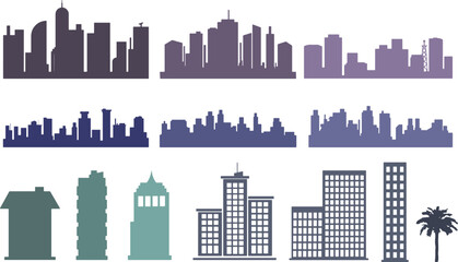 set of city scape silhouette series vector illustrator © tanakamori