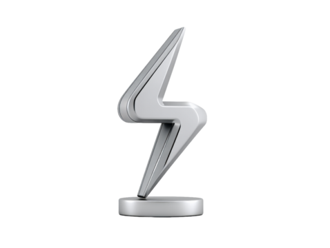 Stunning Silver Lightning Award Trophy for Excellence in Public Utilities Services Representation with a Modern 3D Look
