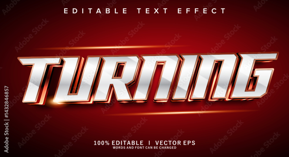 Poster turning 3d vector text effect with modern style design
