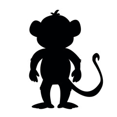 Obraz premium Silhouette of monkey isolated on white background