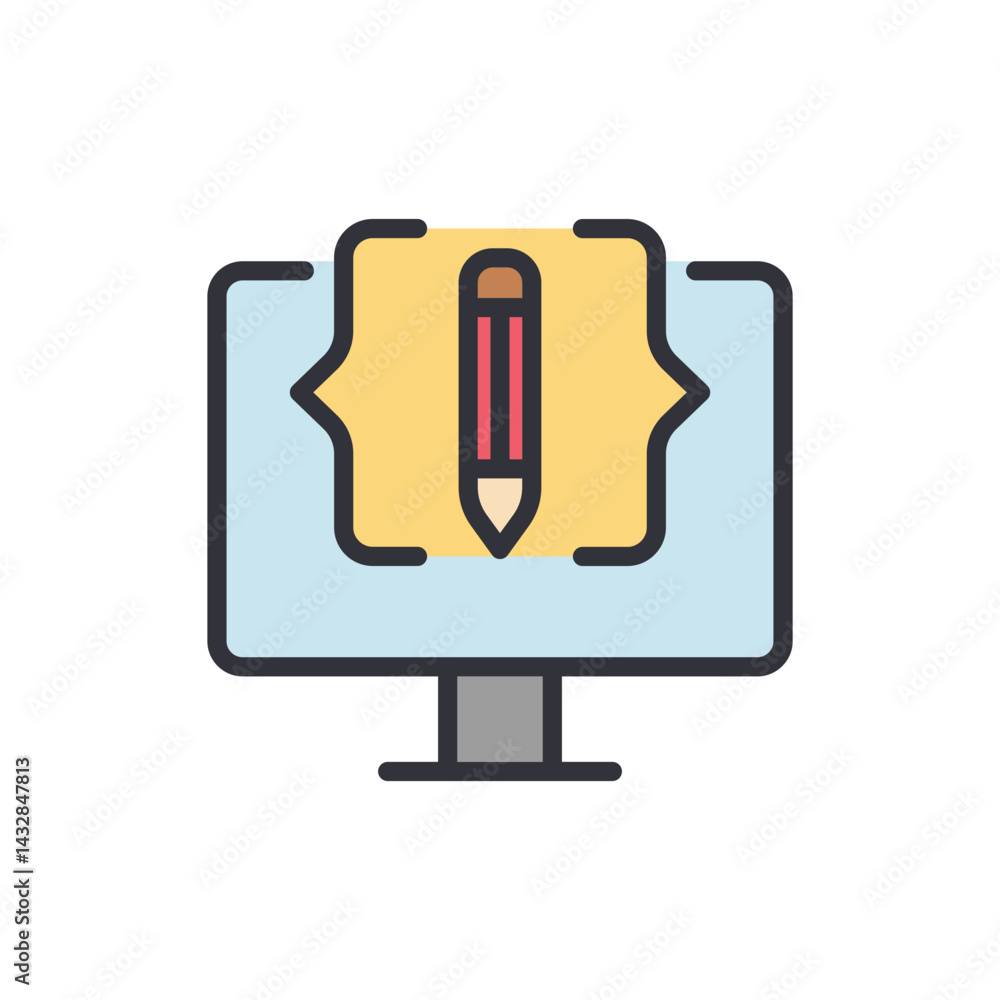 Poster computer science colored icons, minimalist vector illustration ,simple transparent graphic element .