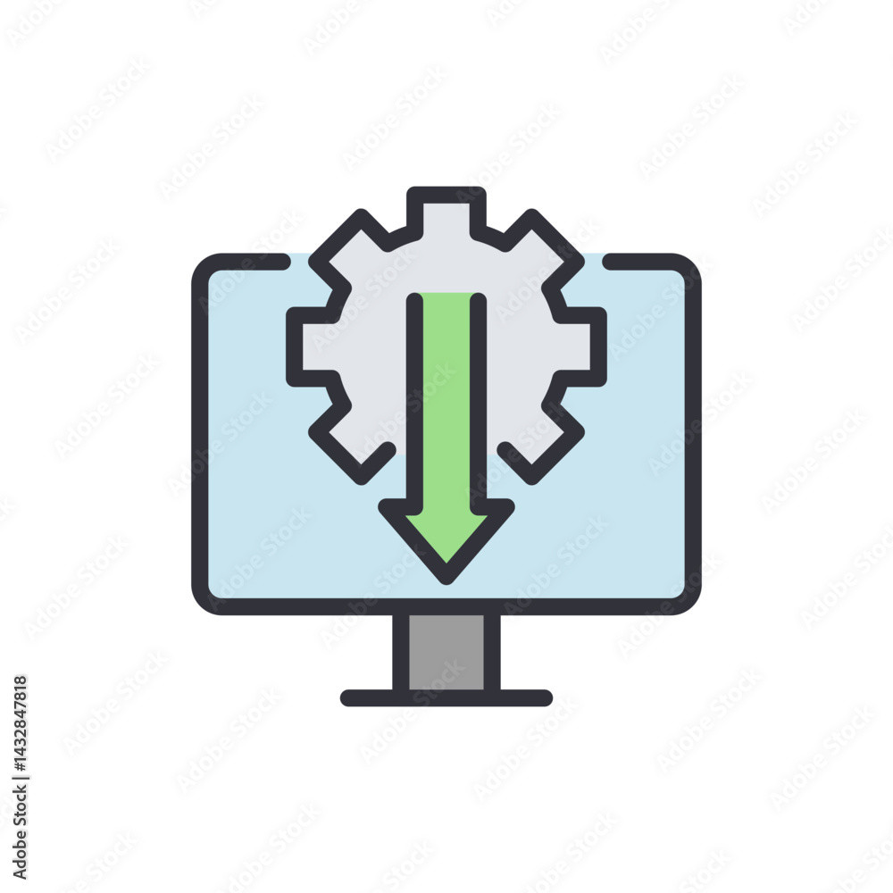 Poster computer engineering colored icons, minimalist vector illustration ,simple transparent graphic eleme