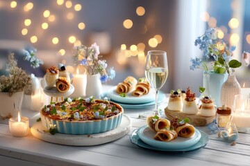 Elegant, festive spread of delectable pastries and appetizers.