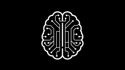 Minimal AI icon with brain and circuits