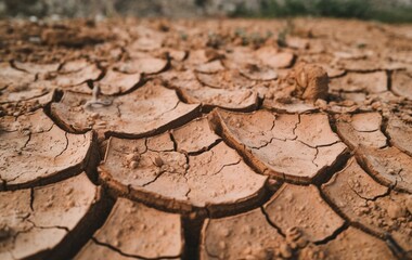 Fototapeta premium A close-up of dry and cracked soil
