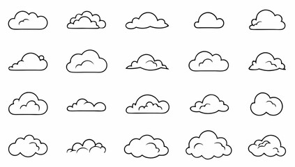 Obraz premium set-of-clouds-line-art-icon--cloud-icon--loud-shap.eps