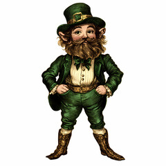 Fototapeta premium Joyful leprechaun in vibrant green attire poses confidently Generative AI