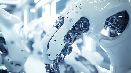 A robotic arm in a futuristic AI driven production plant, assembling medical robots for remote diagnostics, Med-tech style