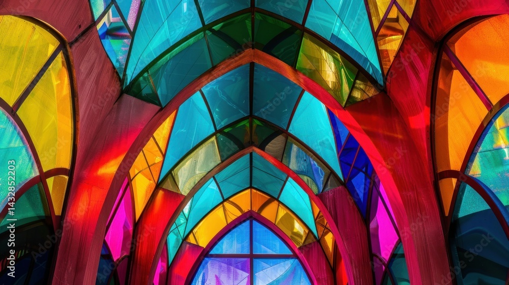 Poster colorful abstract architecture with high contrast