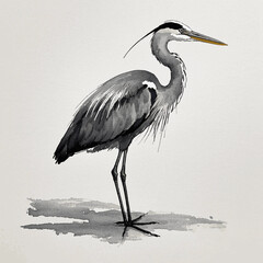 Silent Sentinel wash heron isolated watercolor vector illustration svg 