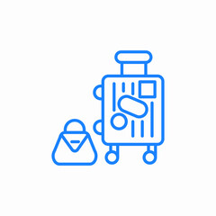 rolling luggage icon sign vector