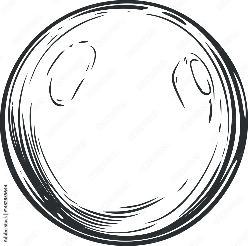 Aufkleber hand drawn black and white sketch of a circle with abstract curved lines and empty center